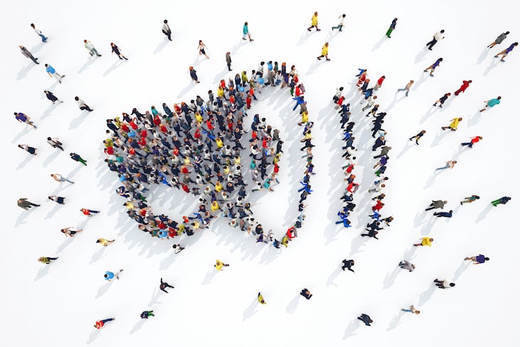 3D rendering of megaphone people