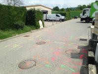 Marquage piquetage avec les profondeurs des réseaux et le couloir d'imprécision du réseau GAZ.