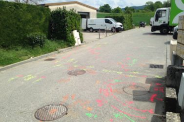 Marquage piquetage avec les profondeurs des réseaux et le couloir d'imprécision du réseau GAZ.