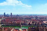 Panoramic view of the city of Lyon, France.