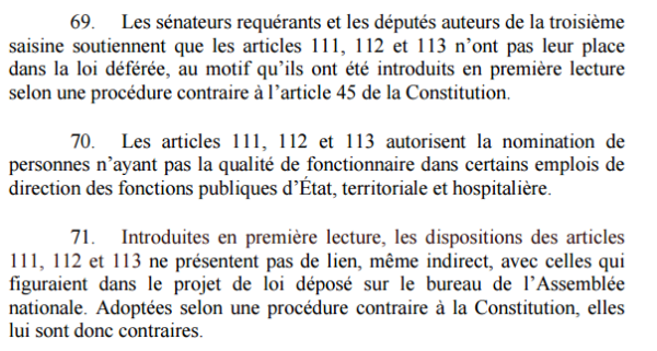 Conseil constitutionnel Déc n° 2018-769 DC du 4 septembre 2018 ( art. 69-70-71)