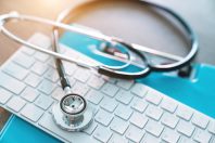 Stethoscope santé clavier ordinateur