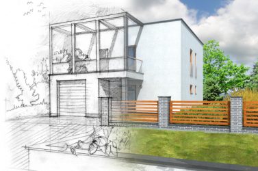 Projet de construction d'une maison dans un jardin