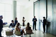 Business people brainstorming in conference room meeting