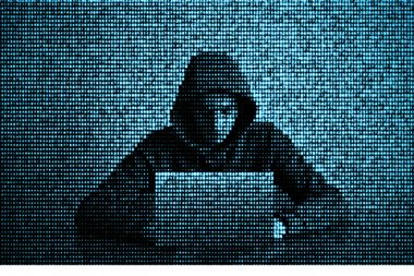 Hacker in data security concept. Hacker using laptop. Hacking th