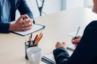 Close up interviewer interview candidate apply for job at meetin