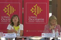 Carole Delga (à gauche), présidete de la région Occitanie, et Nadia Pellefigue, vice-présidente en charge du développement économique.