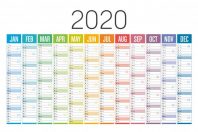 Colorful 2020 horizontal calendar