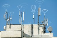 5G antennas and GSM transmitters. Concept for high speed 5G internet.