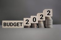 Inspirational and Conceptual - BUDGET 2022 text with vintage background. Stock photo.