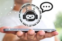 Businessman chatting with chatbot application 3D rendering