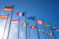 lot of nation flag in suny day