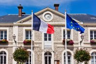 Town hall in Etretat - French seaside resort.