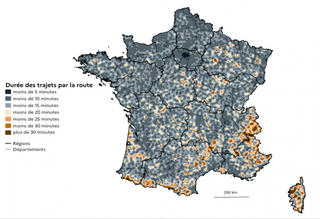 Temps d'accès aux commissariats de police et brigades de gendarmerie en France métropolitaine