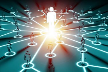Leader connecting a group of people 3D rendering