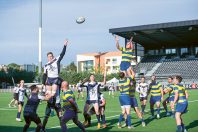 Match de rugby du championnat des pompiers du Vaucluse contre les pomiers des bouches-du-Rhône au stade Maurice David d'Aix-en-Provence