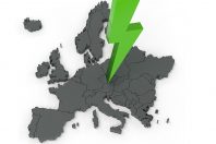 Carte de l'europe avec énergie verte - rendu 3D