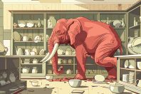 clumsy elephant wreaking havoc in delicate china shop humorous v