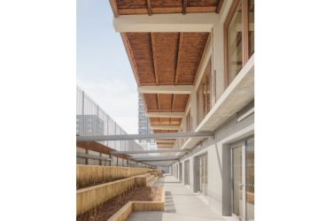 Creusée au niveau de l'étage -1, la cour anglaise a permis de récupérer de la lumière naturelle pour 200m2 de bâtiments, tout en desserrant le reste du programme.