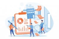 Business operation research and analysis. Professional financial management. Financial inspection and analytic. flat vector modern illustration