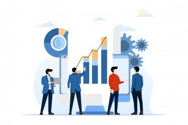 business team analysis concept Data and research on monitor dashboard web monitoring report. financial investment graph reporting performance results with business meeting work. vector illustration.