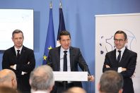 Nicolas Daragon, David Lisnard, Bruno Retailleau, le 21 novembre lors de la relance du Beauvau des polices municipaux
