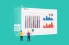 Seo tools business data and marketing report web analytics dashboard, organic seo and paid media traffic source analysis, multi channel marketing data concept with seo team agency.