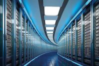 Modern datacenter. Cloud computing. 3d rendering