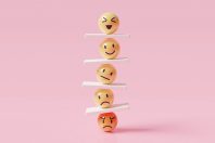 emoji emoticons vertically arranged with seesaws, emotional cont