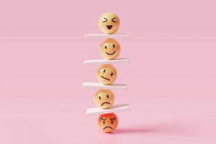 emoji emoticons vertically arranged with seesaws, emotional cont