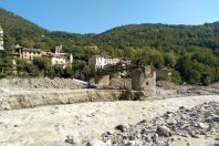 La passerelle métallique à Roquebillière (Alpes-Maritimes) a été détruite par la crue de la Vésubie lors du passage de la tempête Alex en 2020.