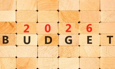 2026 Budget symbol. Concept words 2026 Budget on beautiful wooden blocks wall. Beautiful wooden blocks wall background. Business and 2026 budget concept. Copy space.