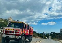 Fire engine at Calanques National Park, Provence, France.