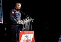 Le président de la Fédération nationale des sapeurs-pompiers de France, le colonel Jean-Paul Bosland, s'exprimant le 10 octobre devant le congrès national réuni au Mans (Sarthe).