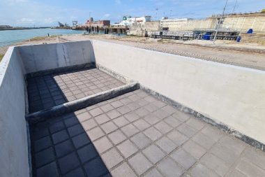 Le chantier pilote à Calais (Pas-de-Calais), suivi par le bureau d’études Neo Eco,
avec 30 % de sédiments dans le mélange réalisé pour la couche de forme.