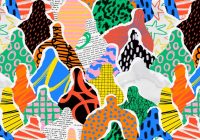 Colorful diverse people crowd abstract art seamless pattern. Multi-ethnic community, big cultural diversity group background illustration in modern collage painting style.