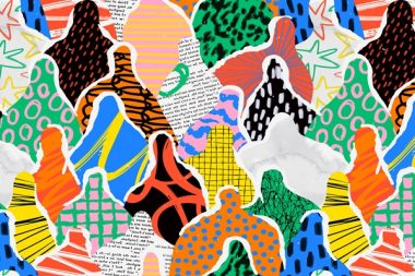 Colorful diverse people crowd abstract art seamless pattern. Multi-ethnic community, big cultural diversity group background illustration in modern collage painting style.