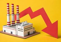 Industrial Decline Symbol – Economic Downturn and Production Slowdown Concept, Abstract, Lifestyle, Creativity, Red Arrow, Factory Model
