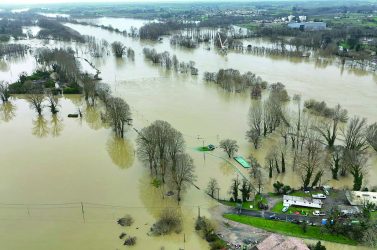 ©PHOTOPQR/SUD OUEST/Fabien Cottereau ; Langon ; 18/02/2026 ; Crues et inondations en Gironde / Pedro / Vues aÈriennes de la ville de Langon sous les eaux avec la collaboration de VUDEN'O
 
Langon, France, feb 18th 2026 Floods due to Pedro storm (MaxPPP TagID: maxbestof341201.jpg) [Photo via MaxPPP]