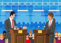 Politics discussing between man and woman