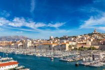 Notre Dame de la Garde and olf port in Marseille, France