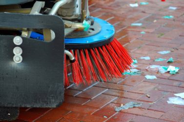 car for cleaning and dust sweeping to stone bridge barcelona