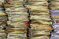 Pile of old paper for recycling