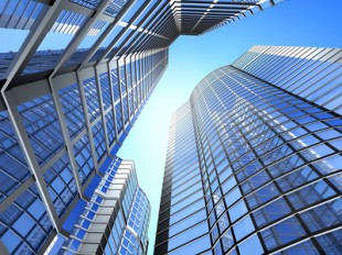 Office building on a background of the blue sky