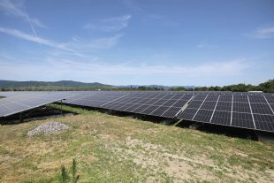 Non loin de Fessenheim, 21 000 panneaux solaires posés sur des longrines en béton ont permis de revaloriser 12 hectares d’un terrain abandonné.