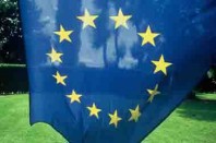 Drapeau européen avec herbe